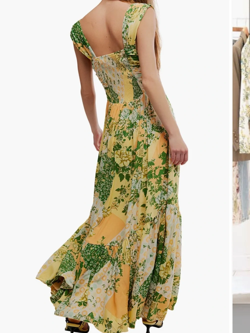 SOLD Free People Yellow and Green Floral Maxi Dress
